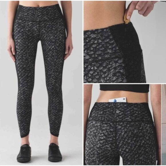 Lululemon Black Reflective Pace Rival Crop Leggings - Size 2 - Picture 3 of 7